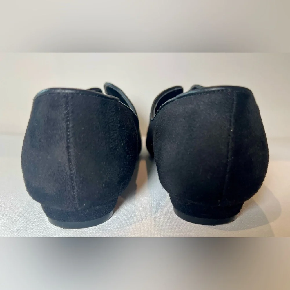 Comfortview Victorian Style Black Suede Women’s Slip-On Loafers Point Toe - Picture 5 of 7